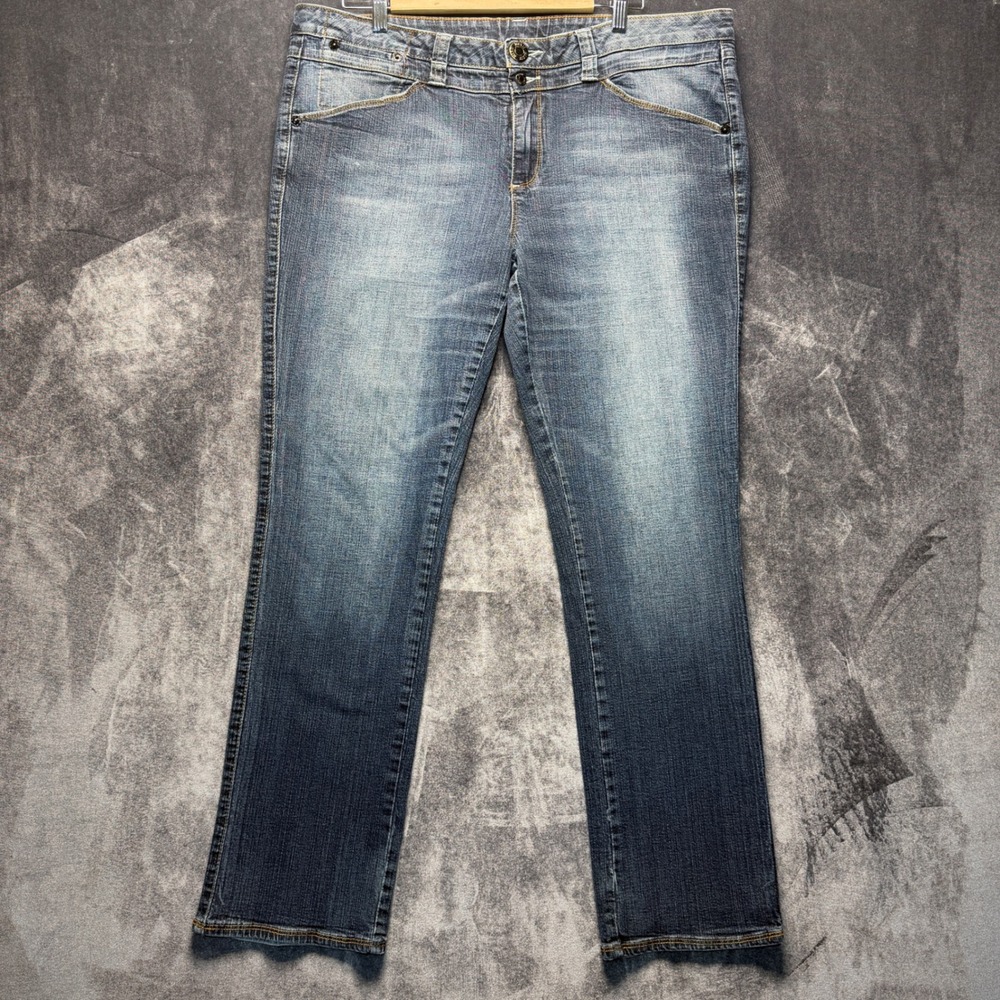 Mixit Jeans Womens 16 Blue Cotton Stretch Mid Rise Medium Wash Straight Leg
